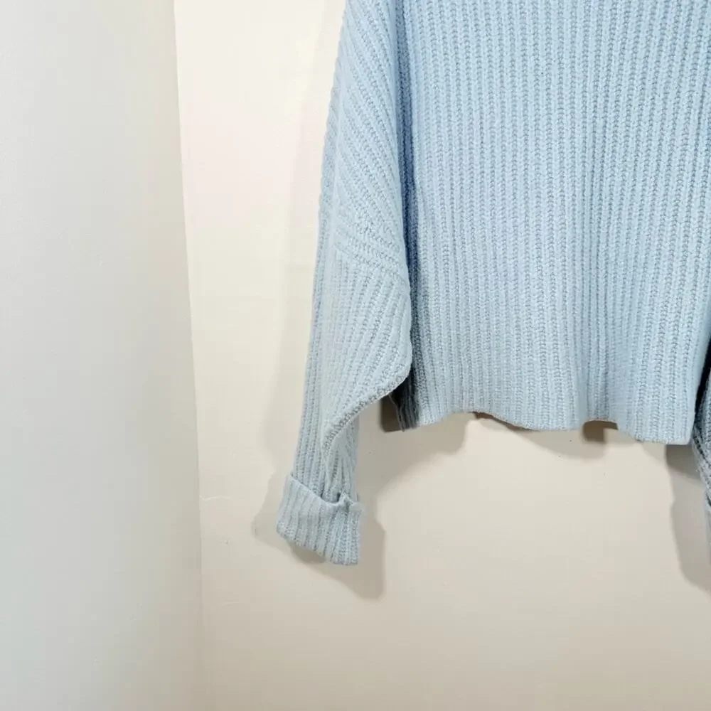Anthropologie Maeve Athena Cowl Neck Sweater Pullover Alpaca Wool Blue XL